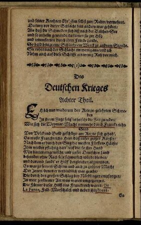 Des Deutschen Krieges Achter Theil.