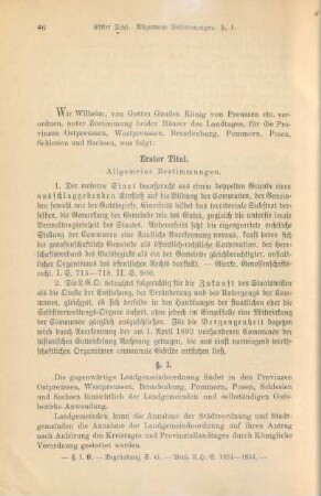 B. Die Landgemeinde-Ordnung.