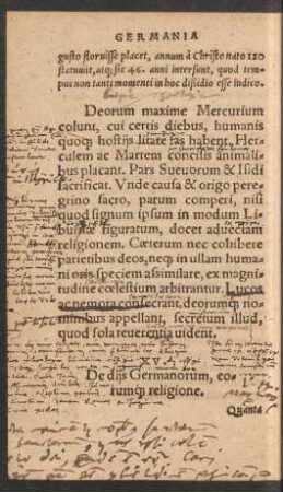 XV. De diis Germanorum, eorumque religione.