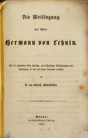 Die Weissagung des Abtes Hermann von Lehnin