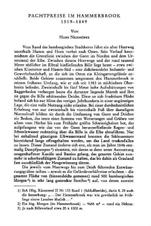 Pachtpreise im Hammerbrook 1519 - 1849