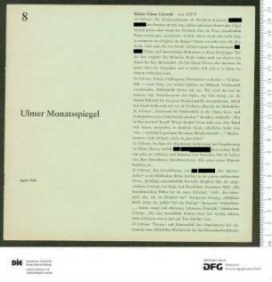 Programm 8. Monatsabschnitt 1959/1960