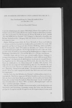 Die Hamburgerinnen und Kaiser Wilhelm II.