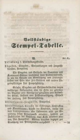 Vollständige Stempel-Tabelle.