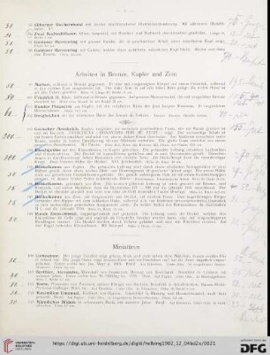 Arbeiten in Bronze, Kupfer und Zinn (Nr. 99-108)