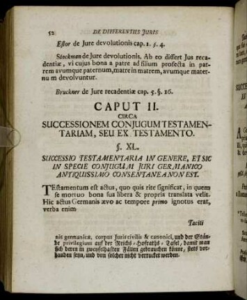 Caput II. Circa Successionem Conjugum Testamentariam, Seu Ex Testamento.