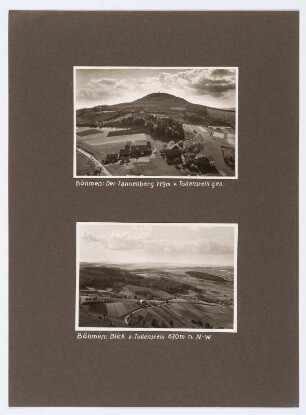 Referenzmappe 3/17 des Fotografen Walter Möbius : Mappenblatt 46 mit zwei Fotografien (Tannenberg (779 m) und Blick vom Tollenstein in Böhmen)