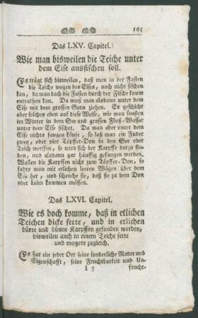 Das LXV. Capitel. Wie man bisweilen die Teiche unter dem Eise ausfischen soll
