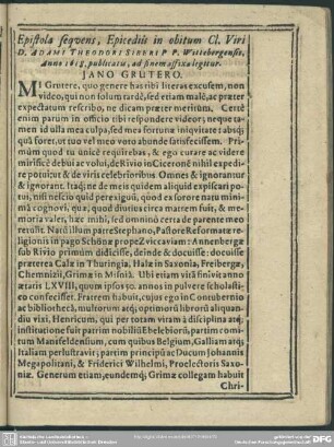 Epistola [Adamus Th. Siberus]