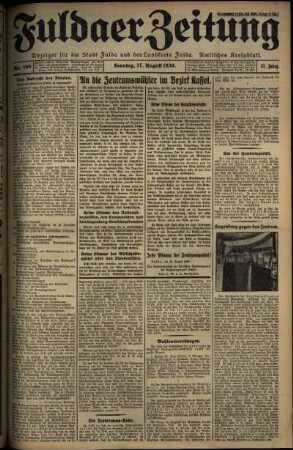 Erste Ausgabe vom Sonntag, den 17. August 1930.