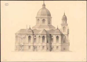 Evangelische Garnisonkirche, Straßburg Wettbewerb: Seitenansicht 1:100