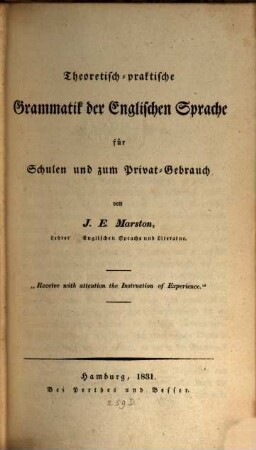 Theoretisch-praktische Grammatik der englischen Sprache