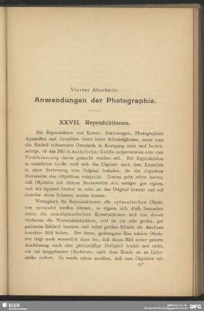 Vierter Abschnitt, Anwendungen der Photographie