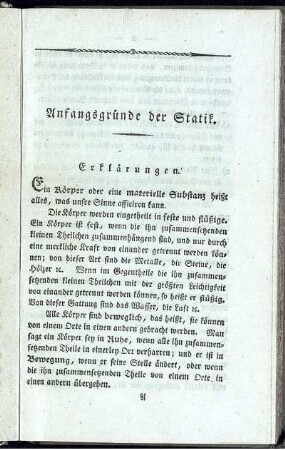 Erklärungen. Erstes Kapitel. Von der Zusammensetzung und Zerlegung der Kräfte.