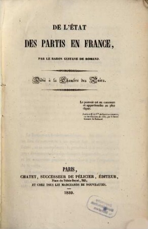 De l'état des parties en france