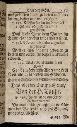 Das vierdte Haupt-Stück / Von der H. Tauffe.