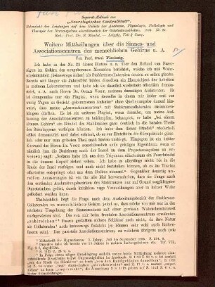 Weitere Mittheilungen über die Sinnes- und Associationscentren des menschlichen Gehirns u. A.