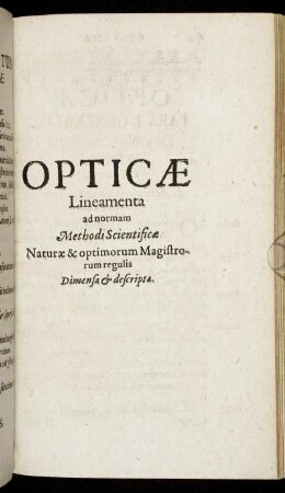 Opticæ Lineamenta [...]