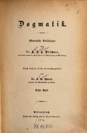 Dogmatik : akademische Vorlesungen, 1