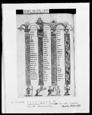 Evangeliar aus Alspach (Elsass) — ---, Folio 9versoKanontafel