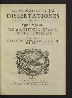 Dissertationes duae quarum prima