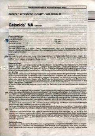 Beipackzettel für "Gelonida NA Tabletten"