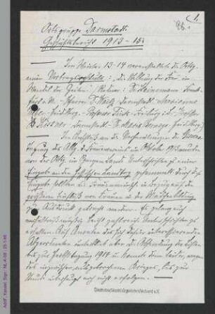 Geschäftsbericht der Ortsgruppe Darmstadt 1913 - 1915