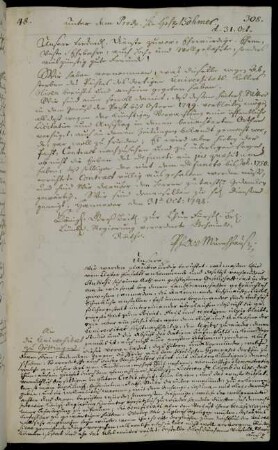 Anforderung eines Gutachtens zur weiteren Verpachtung des Universitätsweinkellers nach dem Ableben des bisherigen Pächters Olive und eventuellen Ansprüchen an der Pacht bis Ostern 1749 oder 1750 durch die Erben.