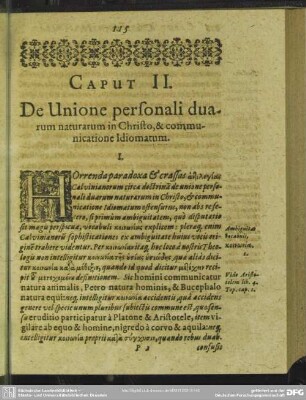 Caput II. De Unione personali duarum naturarum in Christo, & communicatione Idiomatum
