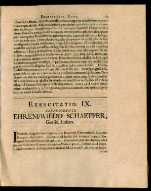 Exercitatio. IX. Respondente Ehrenfriedo Schaeffer, Gorlic. Lusato
