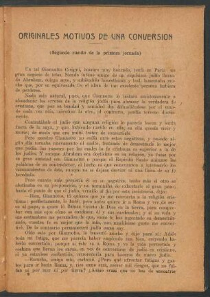 Originales motivos de una conversión : (Segundo cuento de la primera jornada)