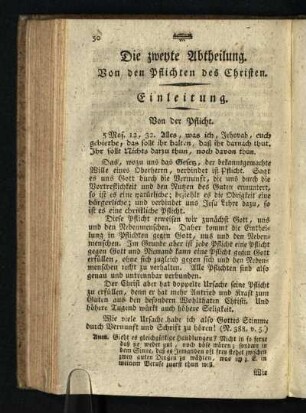 Die zweyte Abtheilung: Von den Pflichten des Christen.