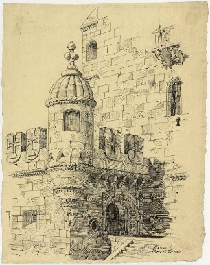 Torre S. Vicente zu Belem, Eingang und Ecktürmchen