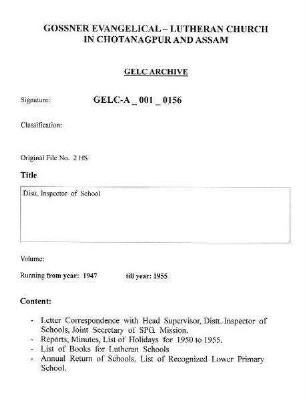 Dist. Inspector of Schools