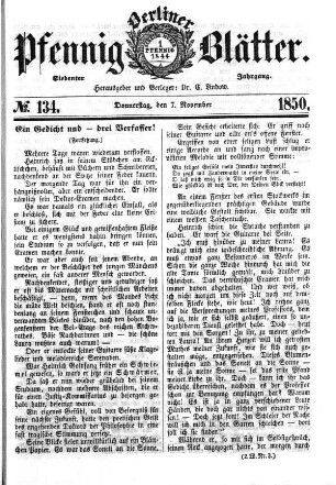 No. 134, Donnerstag, den 7. November