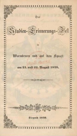 Das Studien-Erinnerungsfest in Warmbrunn und auf dem Kynast am 21. und 22. August 1939
