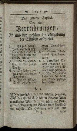 Das Andere Capitel. Von denen Verrichtungen, In und bey welchen die Vergebung der Sünden geschiehet.