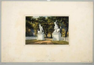 Die Kentaurenskulpturen von Antonio Corradini an der Hauptallee des Großen Gartens in Dresden von Nordosten