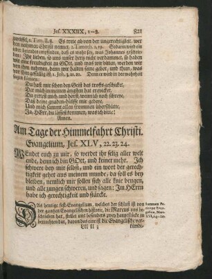 Am Tage der Himmelfahrt Christi. Evangelium, Jes. XLV, 22.23.24