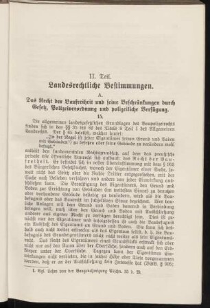 II. Teil. Landesrechtliche Bestimmungen.