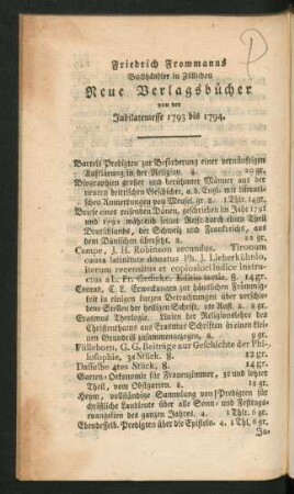 Friedrich Frommanns ... Neue Verlagsbücher ...