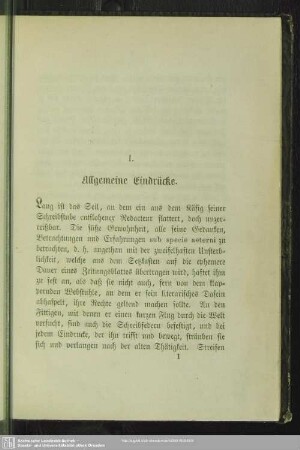 I. Allgemeine Eindrücke