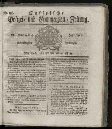 Nr. 98, Mittwoch, den 8ten December 1819
