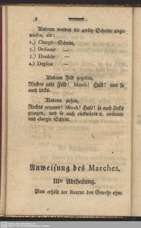 Anweisung des Marches