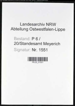 Heiratsregister Standesamt Meyrich