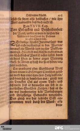 Das XXVII. Cap. Von Erbarkeit und Bescheidenheit der Wort...