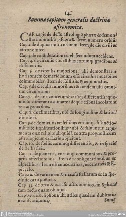 Summa capitum generalis doctrinae astronomicae.