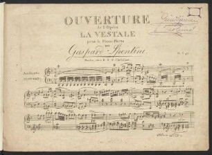 Ouverture de l'Opéra La Vestale : pour le Piano-Forte