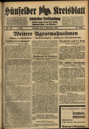 Erste Ausgabe vom Samstag, den 05. November 1932.