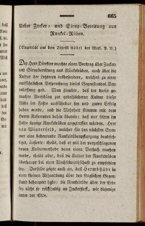 [24.] Ueber Zucker- und Sirup-Bereitung aus Runkel-Rüben. - [25.] Berichte über die Impfung der Schaafpocken;[...]